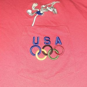 1996 Bugs Bunny USA Olympics Pocket Shirt Vintage Tee 90s Looney Tunes